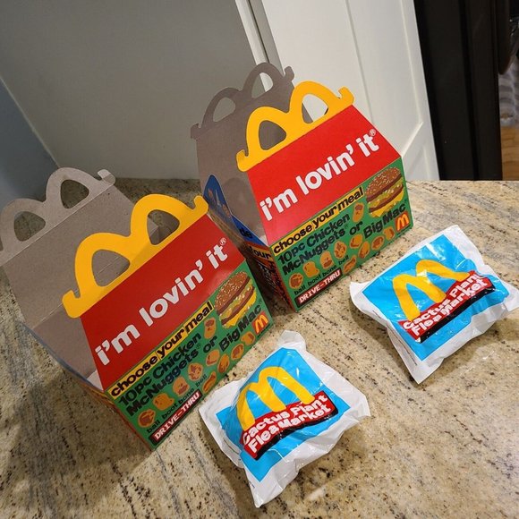 2~McDonald Adult Happy Meal Buddy Toys Cactus Plant Flea Mkt Sealed & 2 Boxes